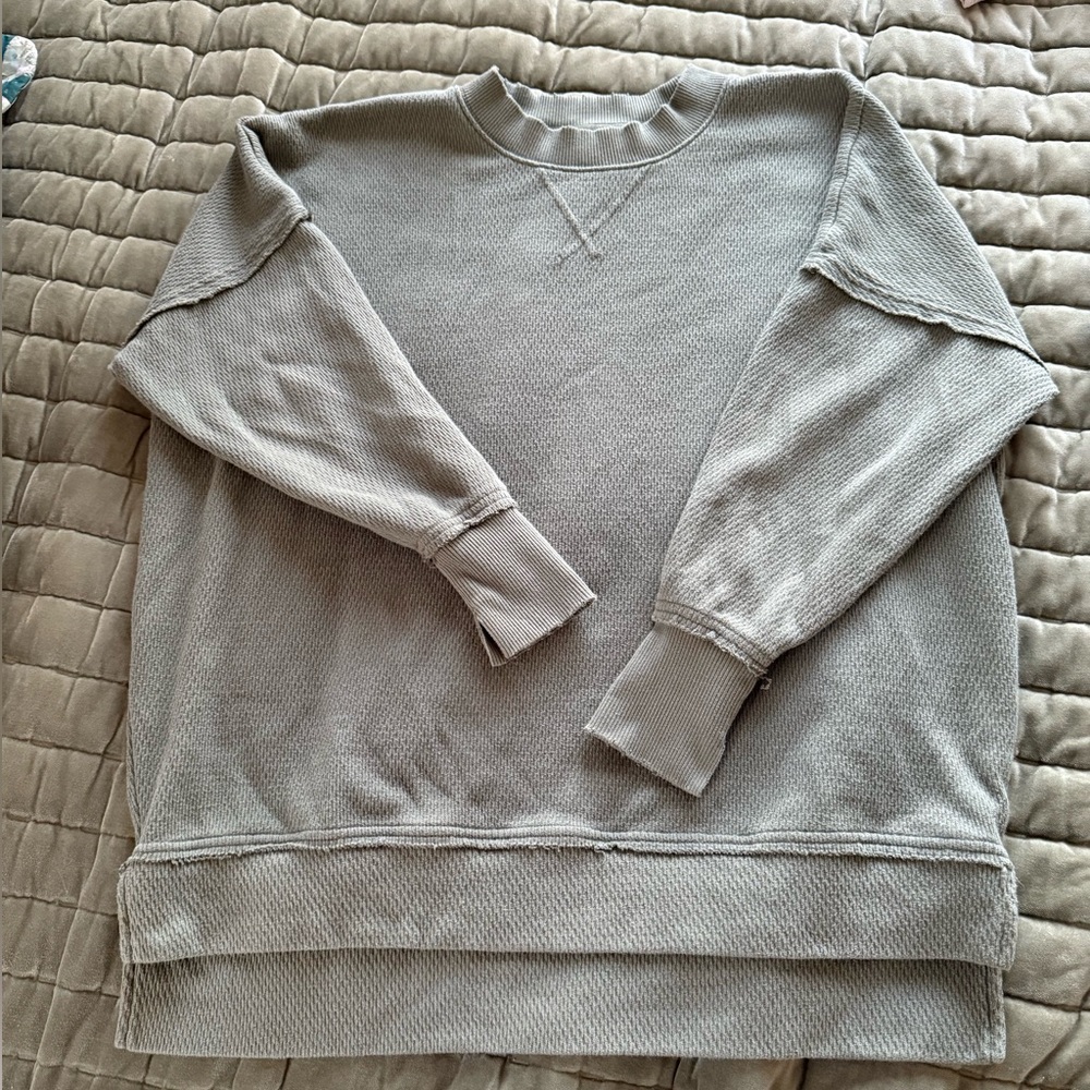 Aerie drop shoulder waffle knit crewneck sweater